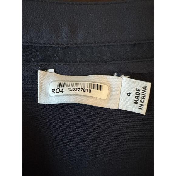 Vince Blouse Womens 4 Navy 100% Silk Long Sleeve Button Front Tunic Top - Picture 5 of 12